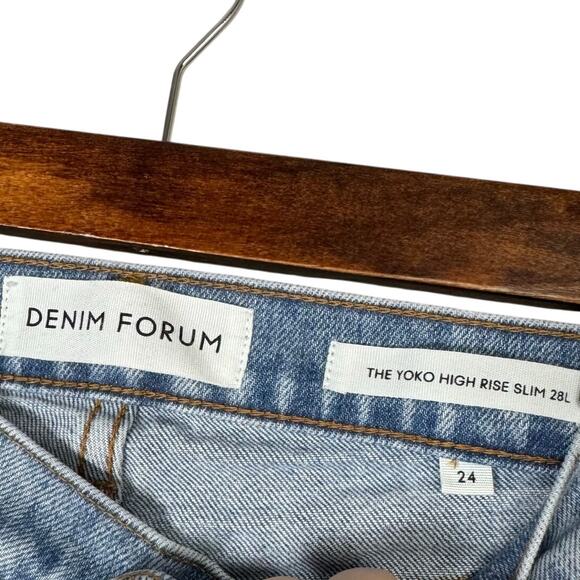 denim forum | yoko high rise slim medium wash button fly aritzia jeans sz 24 - Picture 8 of 12